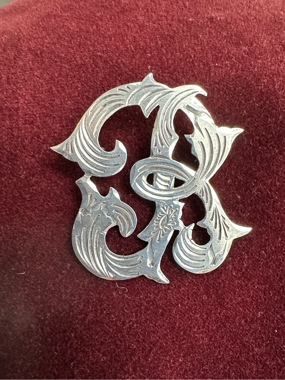 Vintage Mexico Sterling Silver Script “B” Brooch